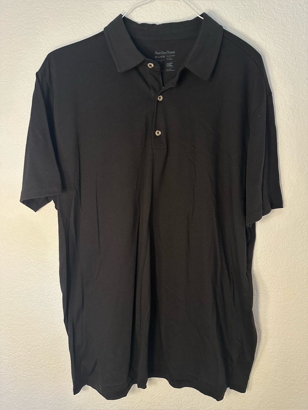 Fresh Clean Threads Men’s 2XL Black Polo Shirt Stratusoft Blend Casual Classic